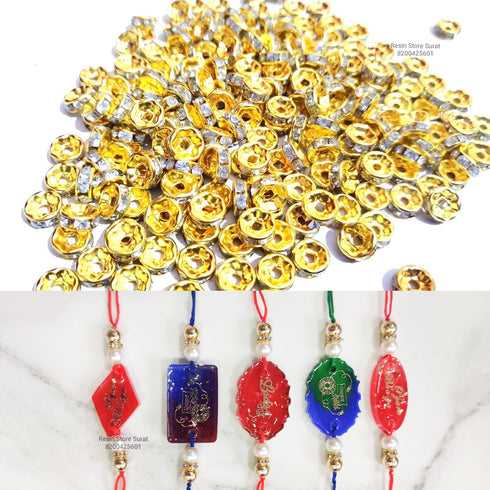 Gold Diamond Ring Rakhi beads