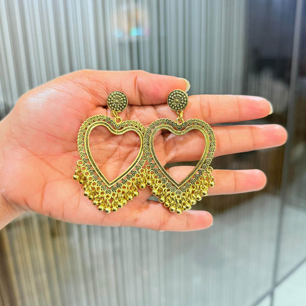 Resin Jhumka Gold Heart