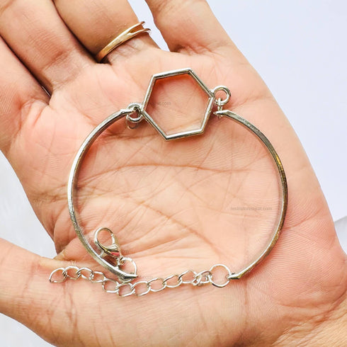 Silver Hexagon Brass Bracelet