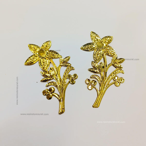 Metal Flower and Leaf - 6 Pcs