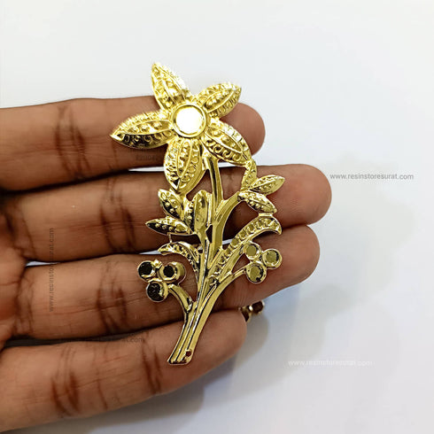 Metal Flower and Leaf - 6 Pcs