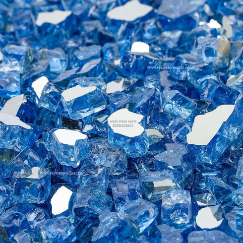 Light Blue Firepit Glass