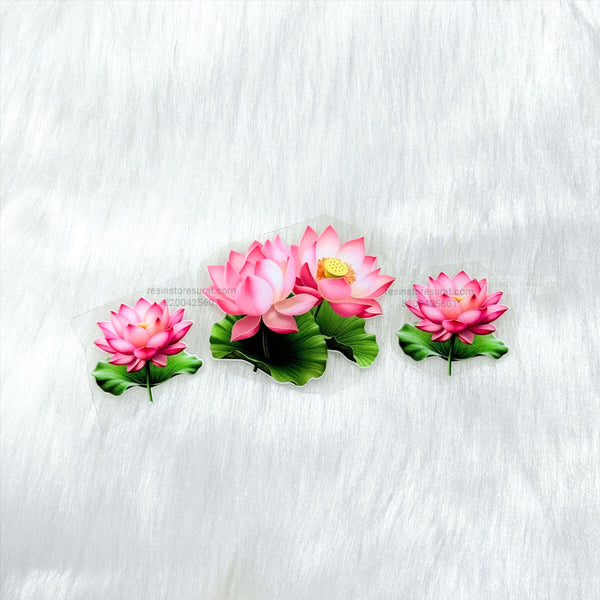 Set of Lotus Flower 3D UV Sticker