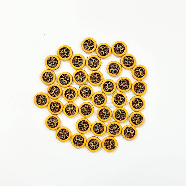 Round Om Wood Rakhi Beads