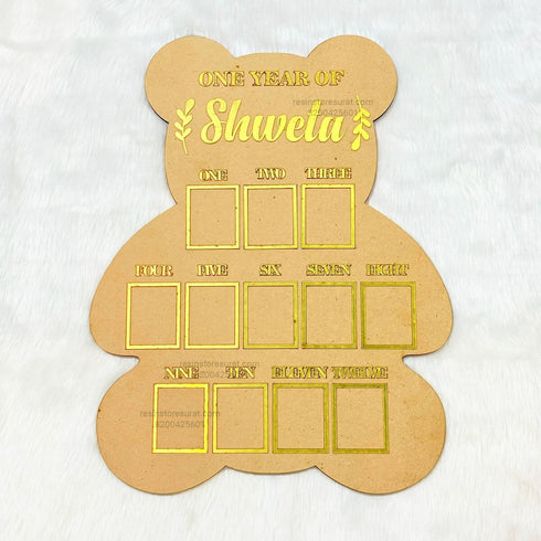One Year Baby Teddy shape Acrylic + Mdf Cutout