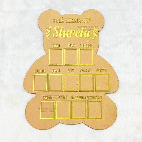 One Year Baby Teddy shape Acrylic + Mdf Cutout