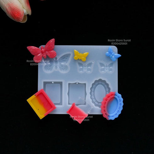 6 Cavity Jewellery keychain mould With Butterfly