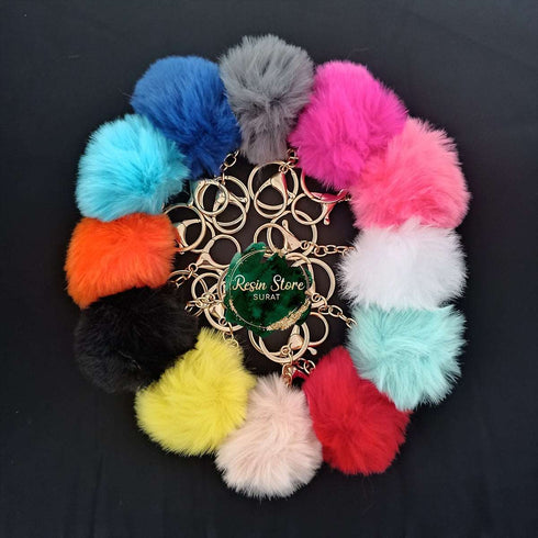 Fur Pompom For Keychain 12 Color Combo