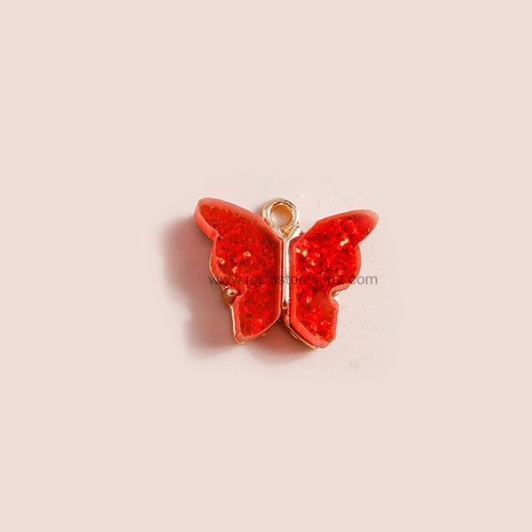 Red Glitter Butterfly Charm