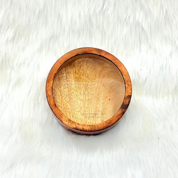 4 Inch Round Shape Wooden Candle Bowl