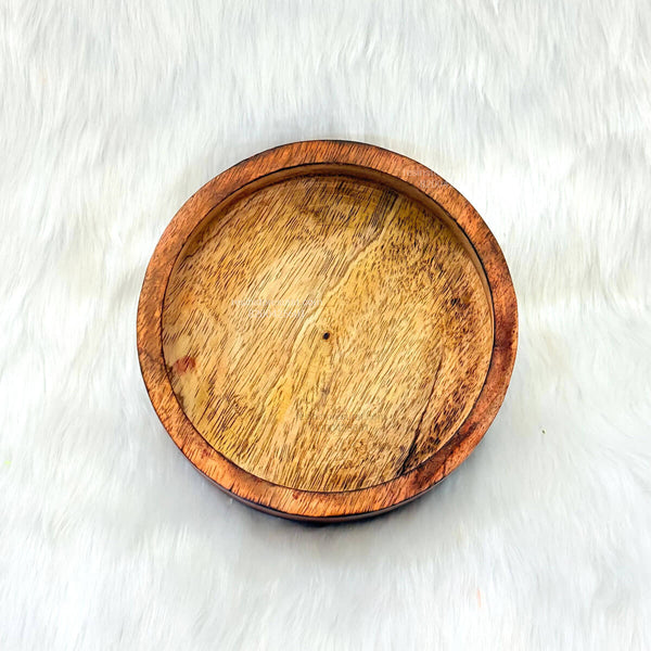 3 Inch Round Shape Wooden Candle Bowl