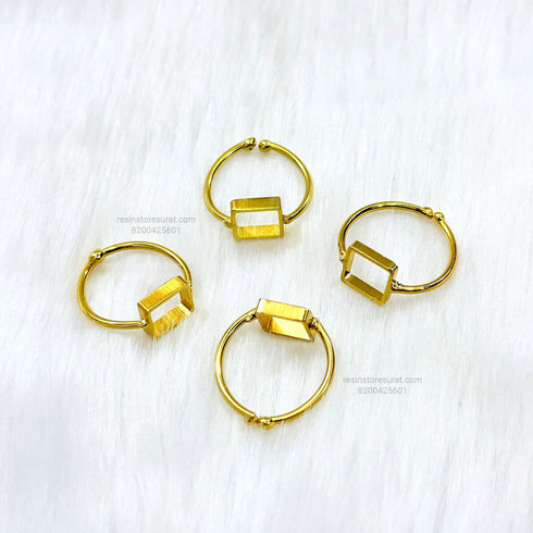 Resin Square Holo Adjustable Bezel Ring Base - Gold