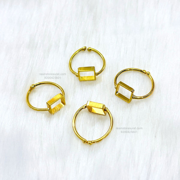 Resin Square Holo Adjustable Bezel Ring Base - Gold