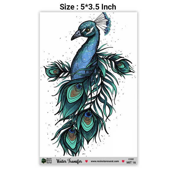 Peacock Water Transfer Sticker MIT-16