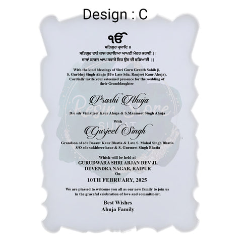 Wedding Invitation Card - Insert Sheet