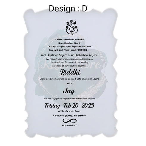 Wedding Invitation Card - Insert Sheet