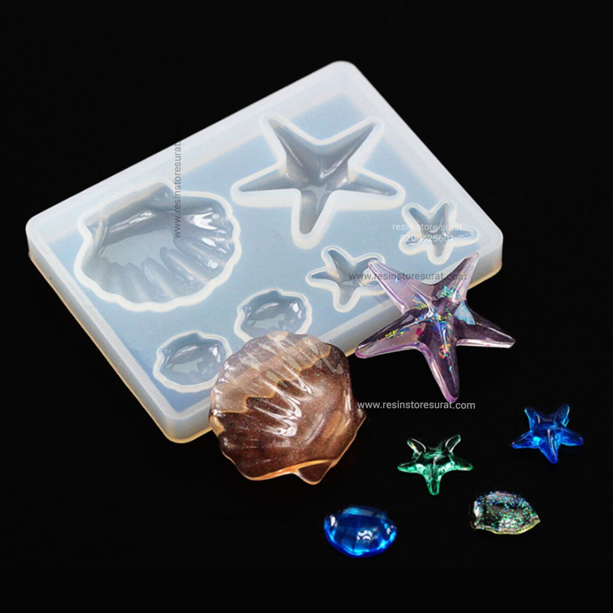6 In 1 Starfish & shell Mould – Resin Store Surat