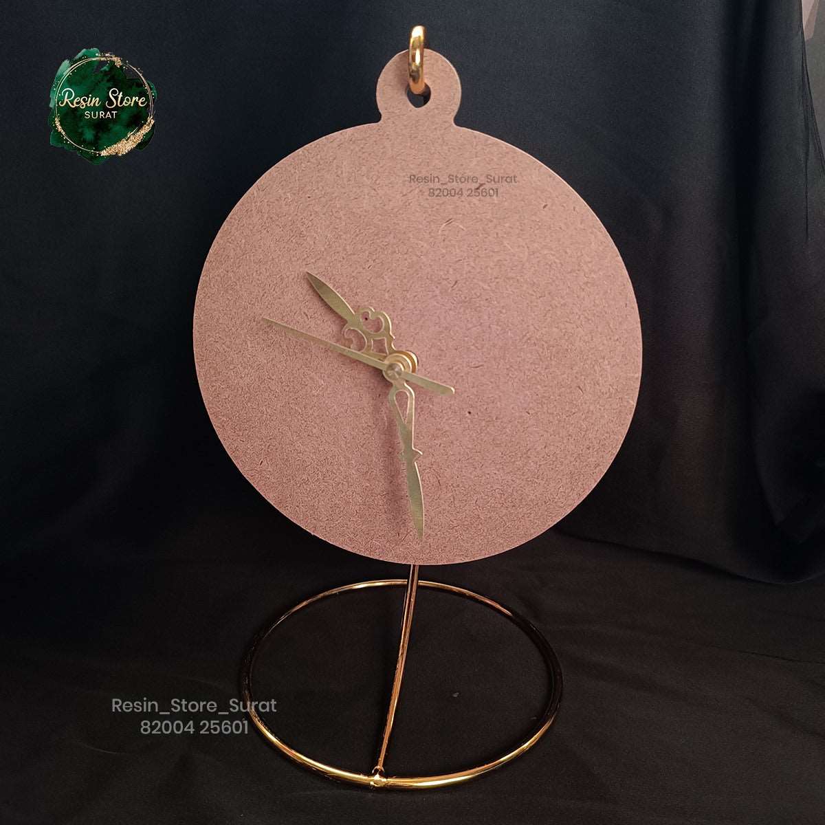 Round Mdf base Hanging Stand With Clock set Resin – Resin Store Surat