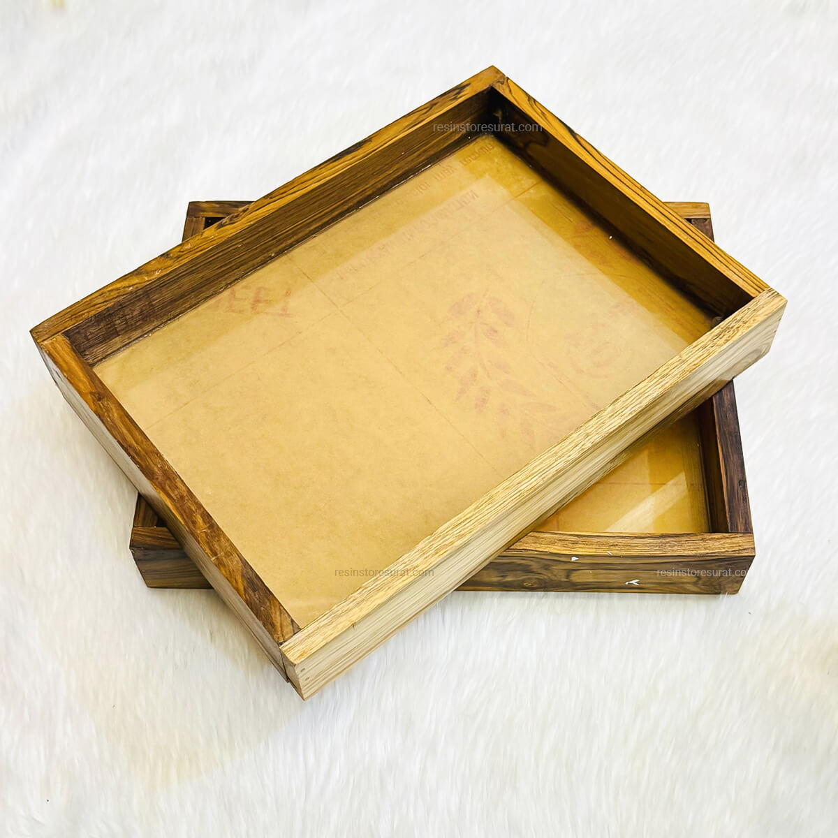 Rectangle Teak Wood Floating Frame with Acrylic Base – Resin Store Surat