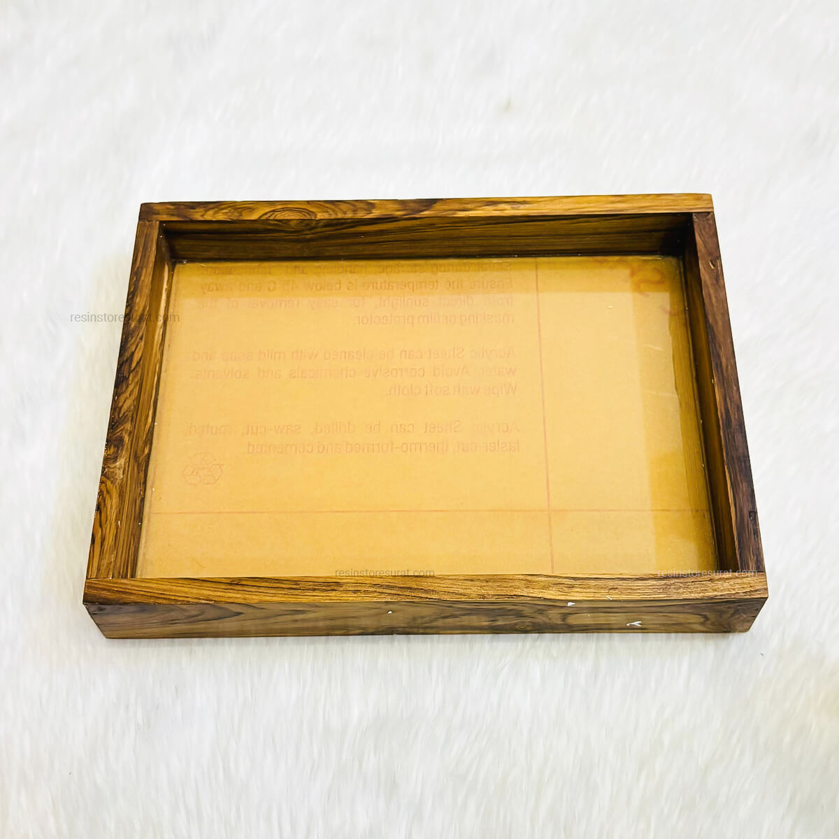 Rectangle Teak Wood Floating Frame with Acrylic Base – Resin Store Surat