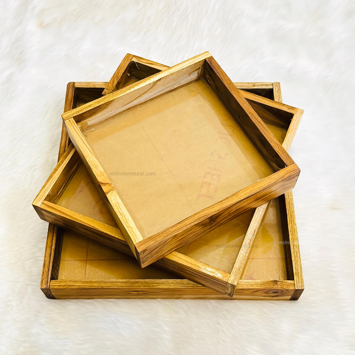 Teak Wood Floating Frame with Acrylic Base – Resin Store Surat